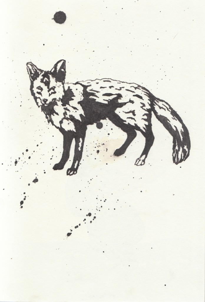 Fuchs, Tusche auf Papier (VERKAUFT)