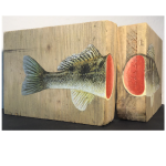 Diptychon "Fisch", Acryl auf Holz, 2x B12H9,5T2,5cm, 2024 (sold)