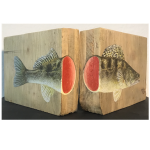 Diptychon "Fisch", Acryl auf Holz, 2x B12H9,5T2,5cm, 2024 (sold)