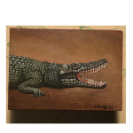 Diptychon "Krokodil", Acryl auf Holz, 2x B9H6,5T2cm, 2024 (verkäuflich)